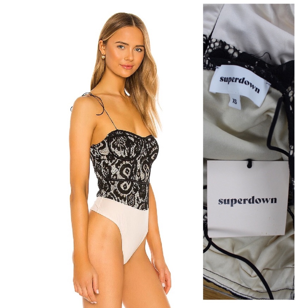 SOLD. Revolve Superdown NWT Stasia Lace Bodysuit XS - Picture 7 of 11